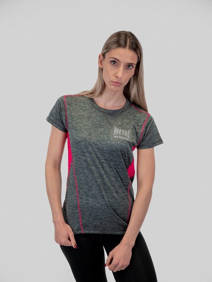 T-Shirt tecnica donna Metal Boxe Gray Fuchsia - Fight Club Store