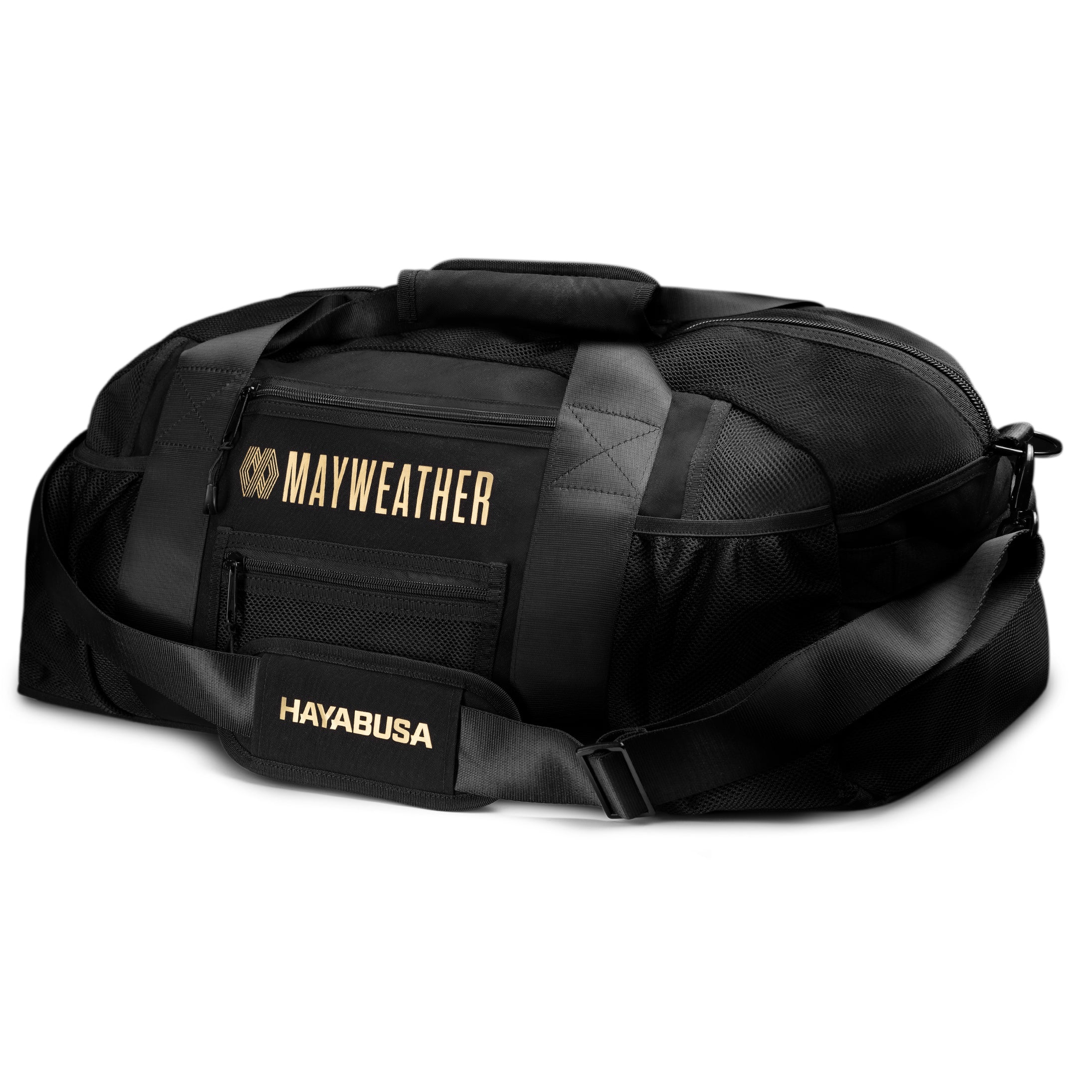 Borsa da palestra Mayweather Mesh Gym Bag nero e oro, vista principale 70L