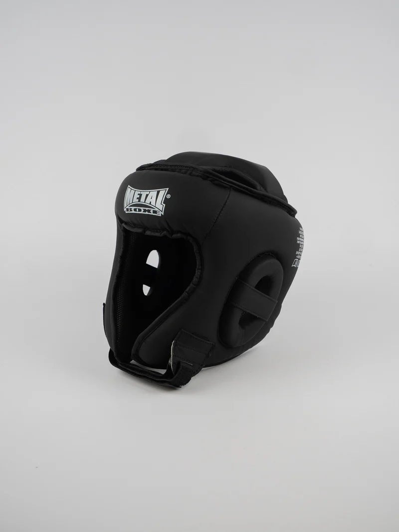 Vista frontal del casco Metal Boxe Competition negro, espuma inyectada