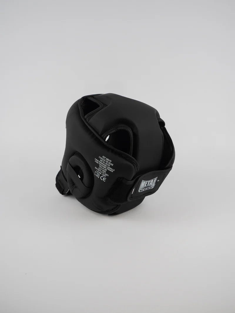 Vista trasera del casco Metal Boxe Competition negro con ajuste de nuca