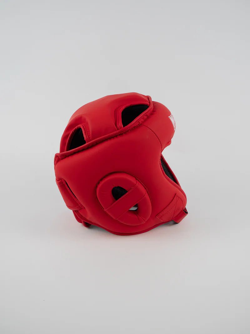 Vista lateral del casco Metal Boxe Competition rojo, ligereza profesional