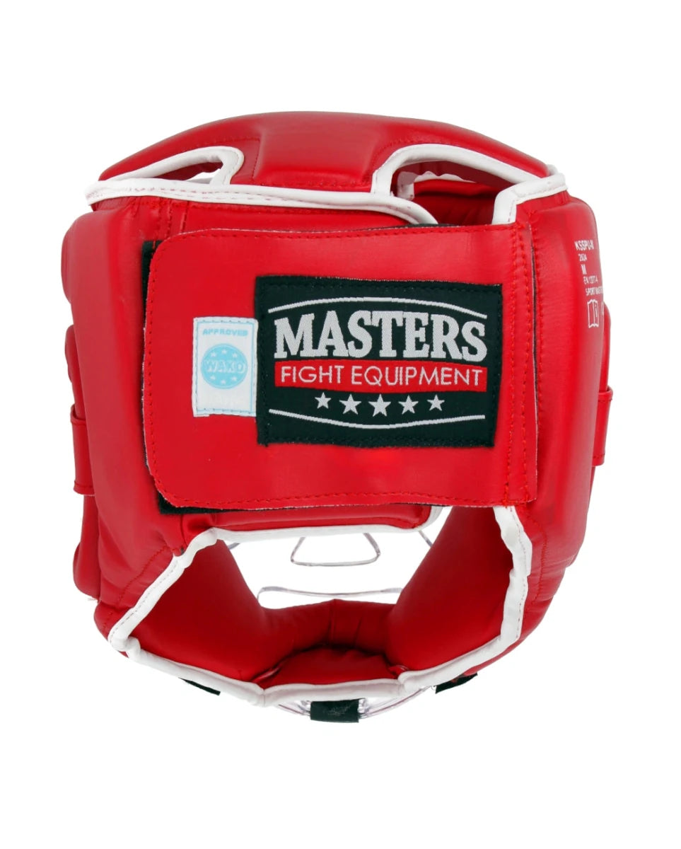 Tampak belakang helm WAKO berwarna merah dengan detail penutup velcro yang dapat disesuaikan