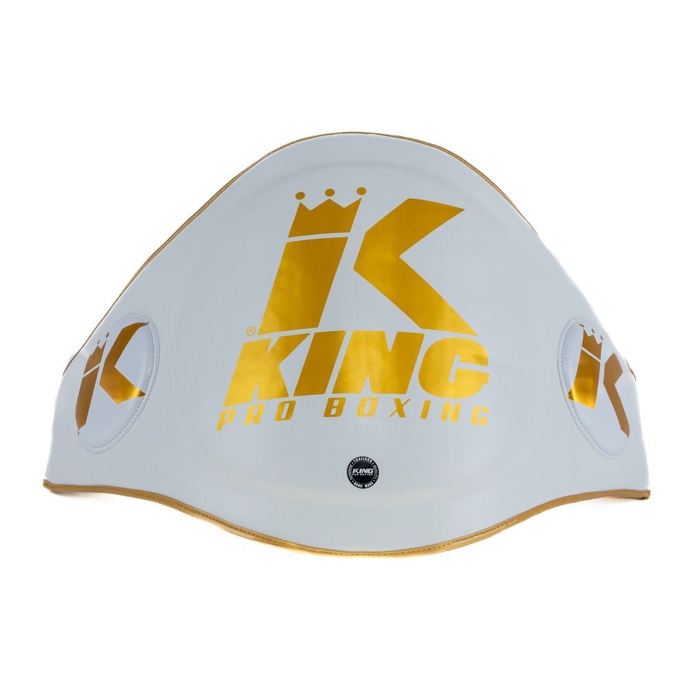 Protección abdominal profesional blanca King Pro Boxing hecha a mano en Tailandia