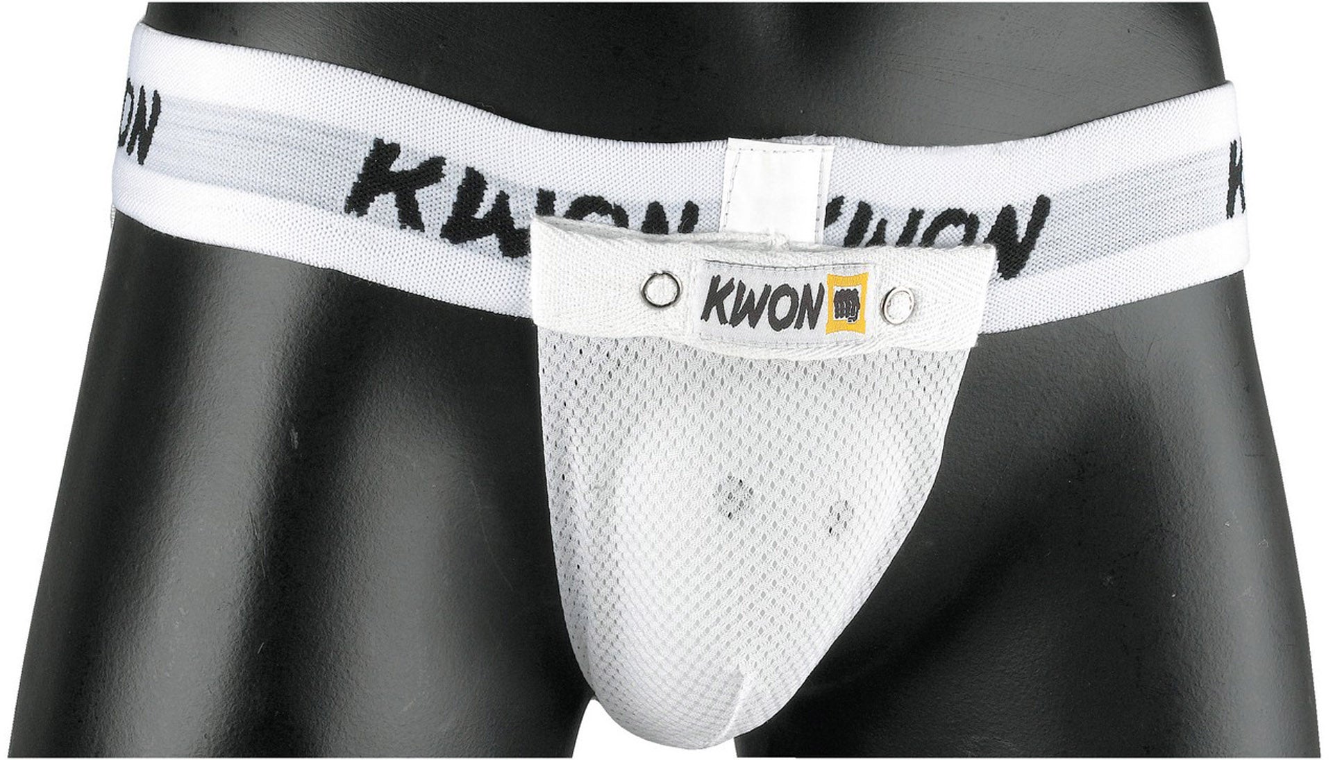 Conchiglia protettiva KWON per arti marziali in bianco con elastico in vita