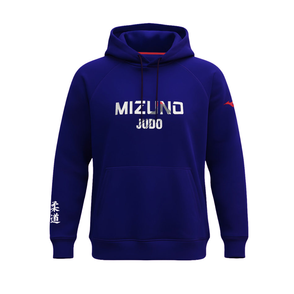 Felpa a tema Judo Mizuno Fuji blu con tasca a marsupio.