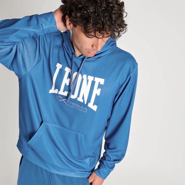Leone1947 Logo Moletom técnico leve com capuz e logo central azul safira