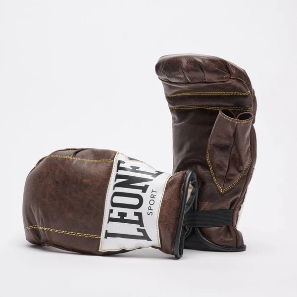 Guantes para saco de boxeo Leone Il Mexicano marrones en piel de vacuno para entrenamiento de boxeo