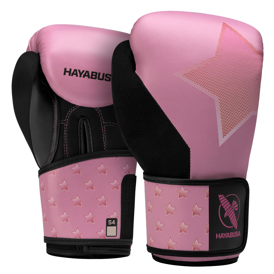 Par de luvas de boxe Hayabusa S4 Youth Epic para meninas com gráficos de estrelas brilhantes rosa e roxo