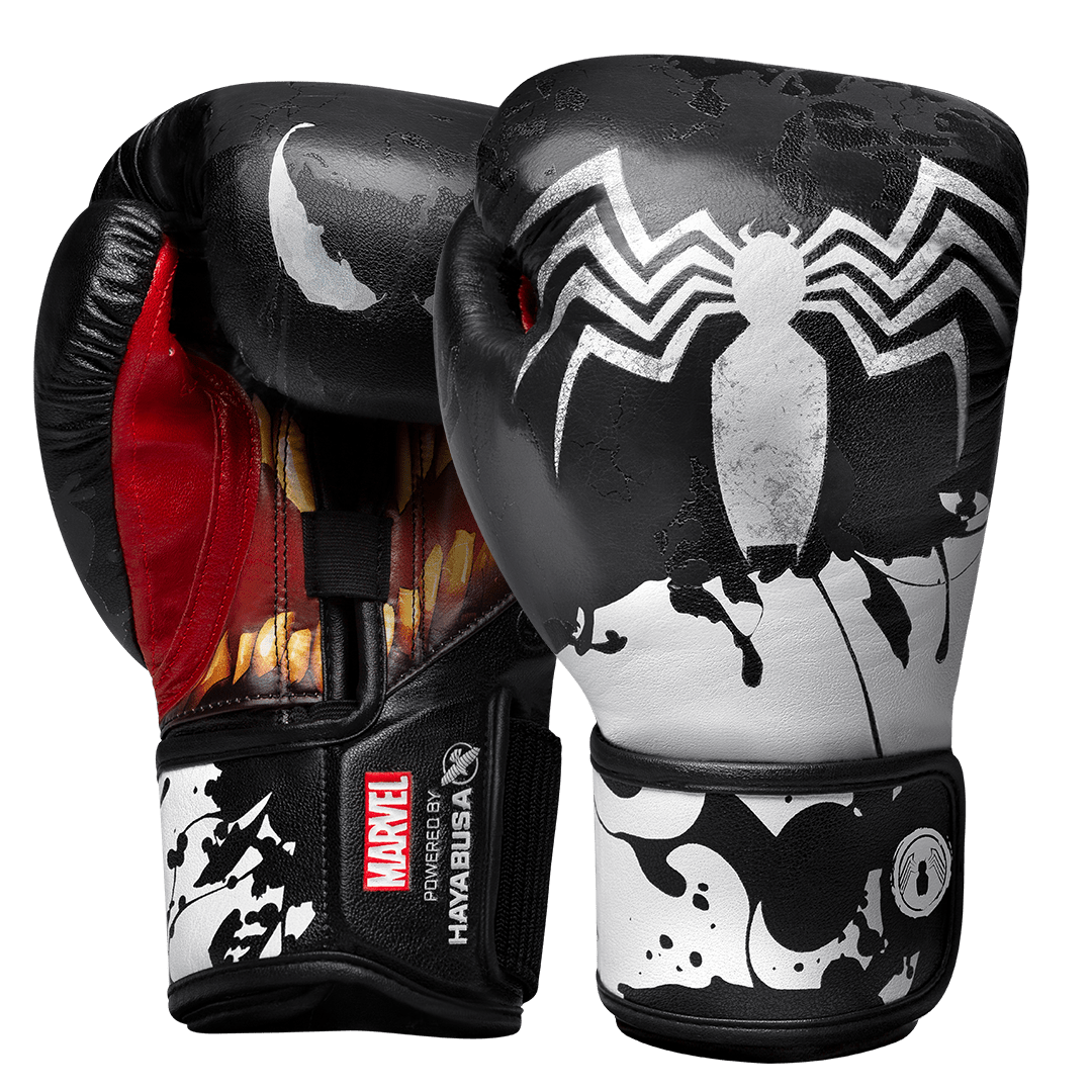 Pereche de mănuși de box alb-negru Hayabusa Marvel Venom Hero Elite
