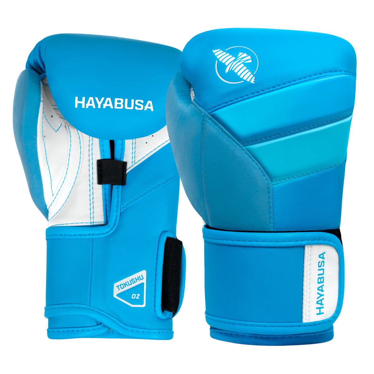 Par de luvas Hayabusa T3 azul neon para treino de boxe infantil