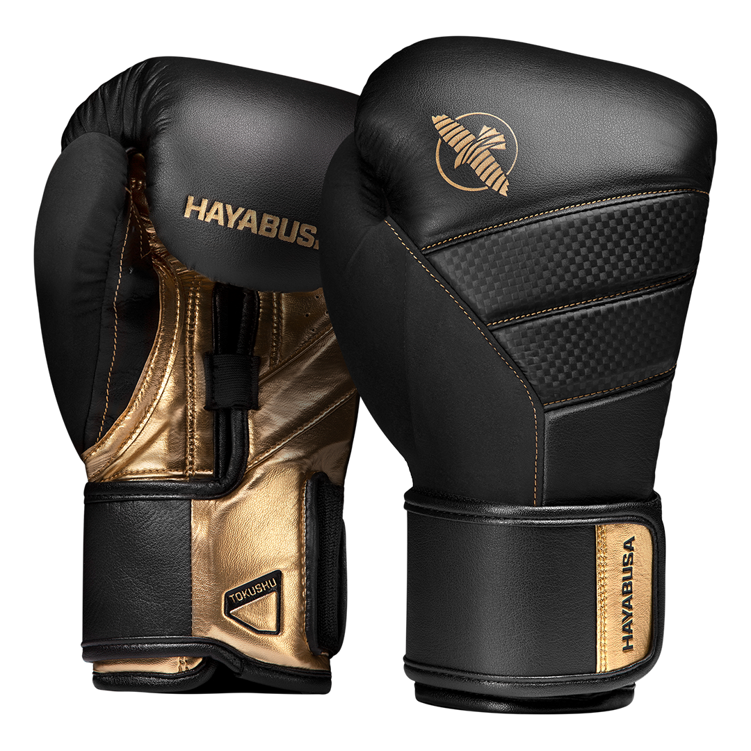 Guantoni professionali Hayabusa T3 neri con finiture dorate