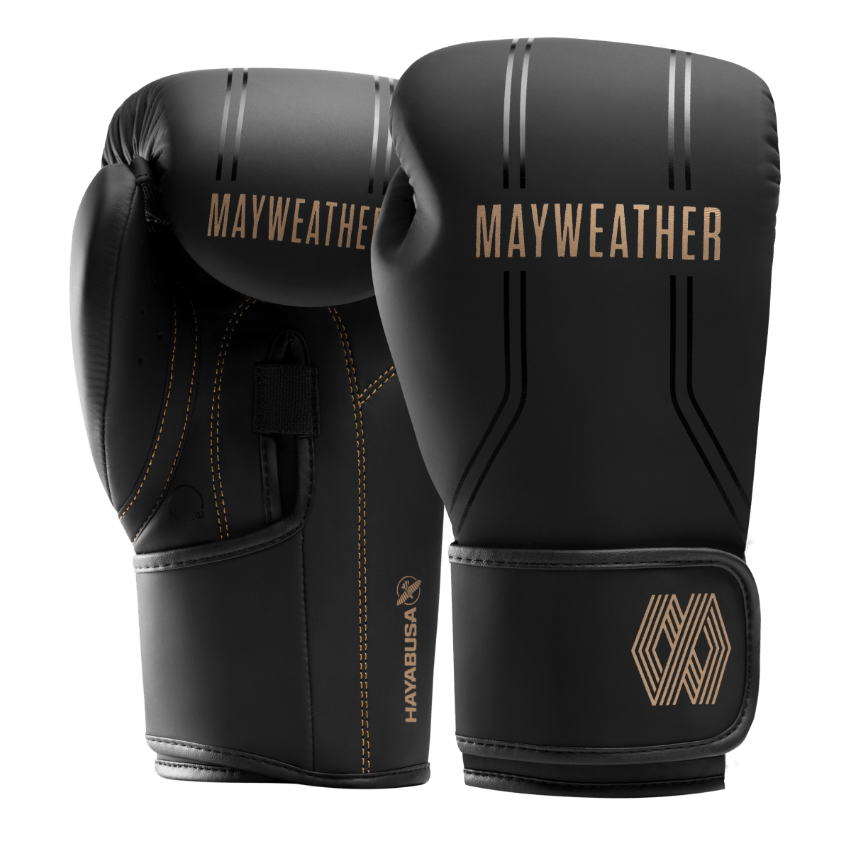 Pereche de mănuși de box Mayweather Hayabusa Contender negre și aurii, vedere de ansamblu