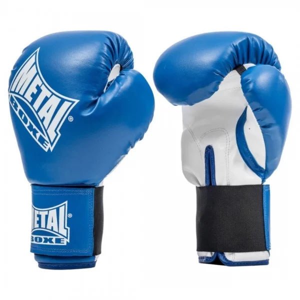 Front view of blue Metal Boxing Prima Boxe gloves for initiation