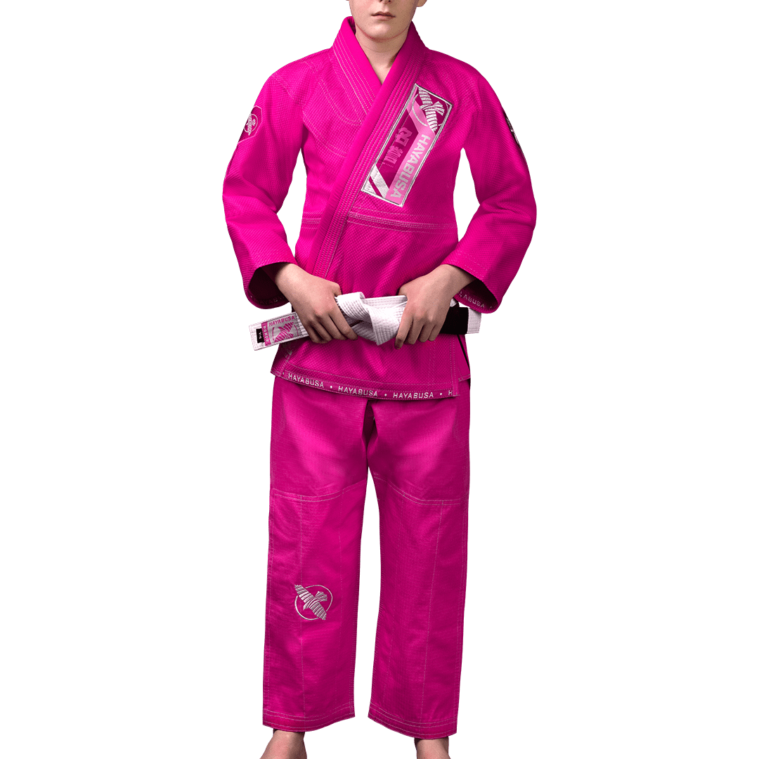 Jiu Jitsu Hayabusa Ascend Youth kimono rosa para niña completo con cinturón