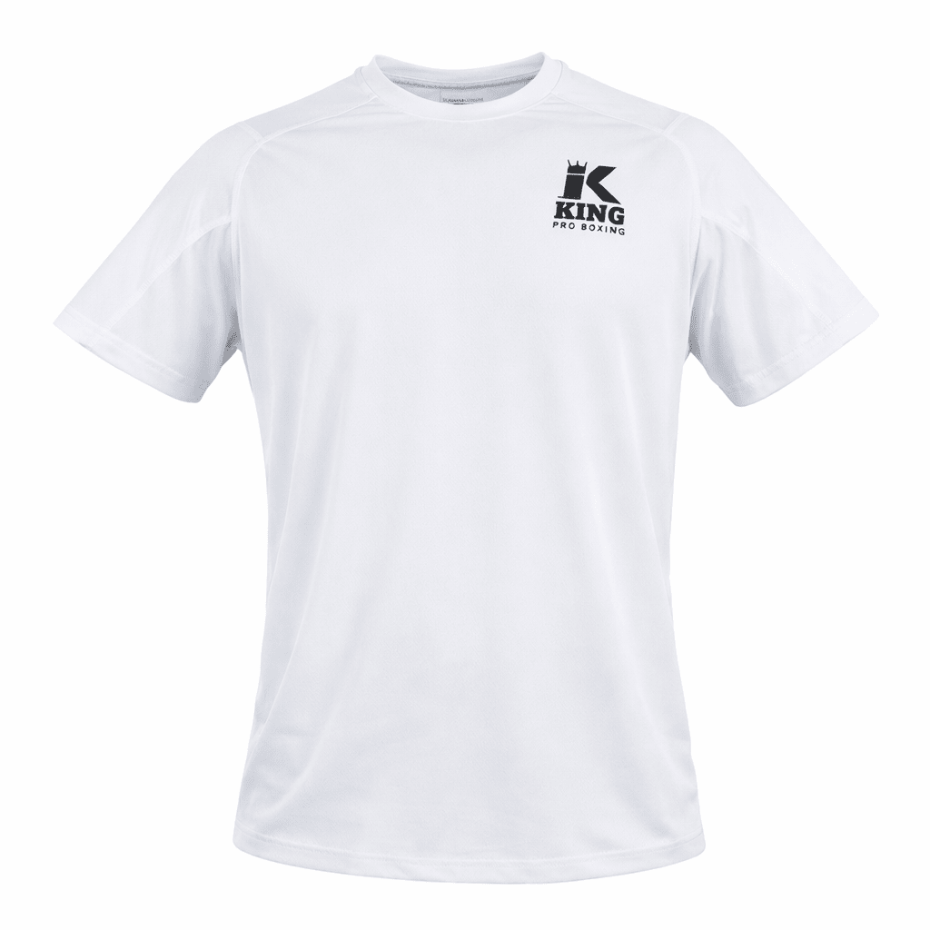 Vista frontal da camiseta técnica branca King Pro Boxing Apex Pro 1