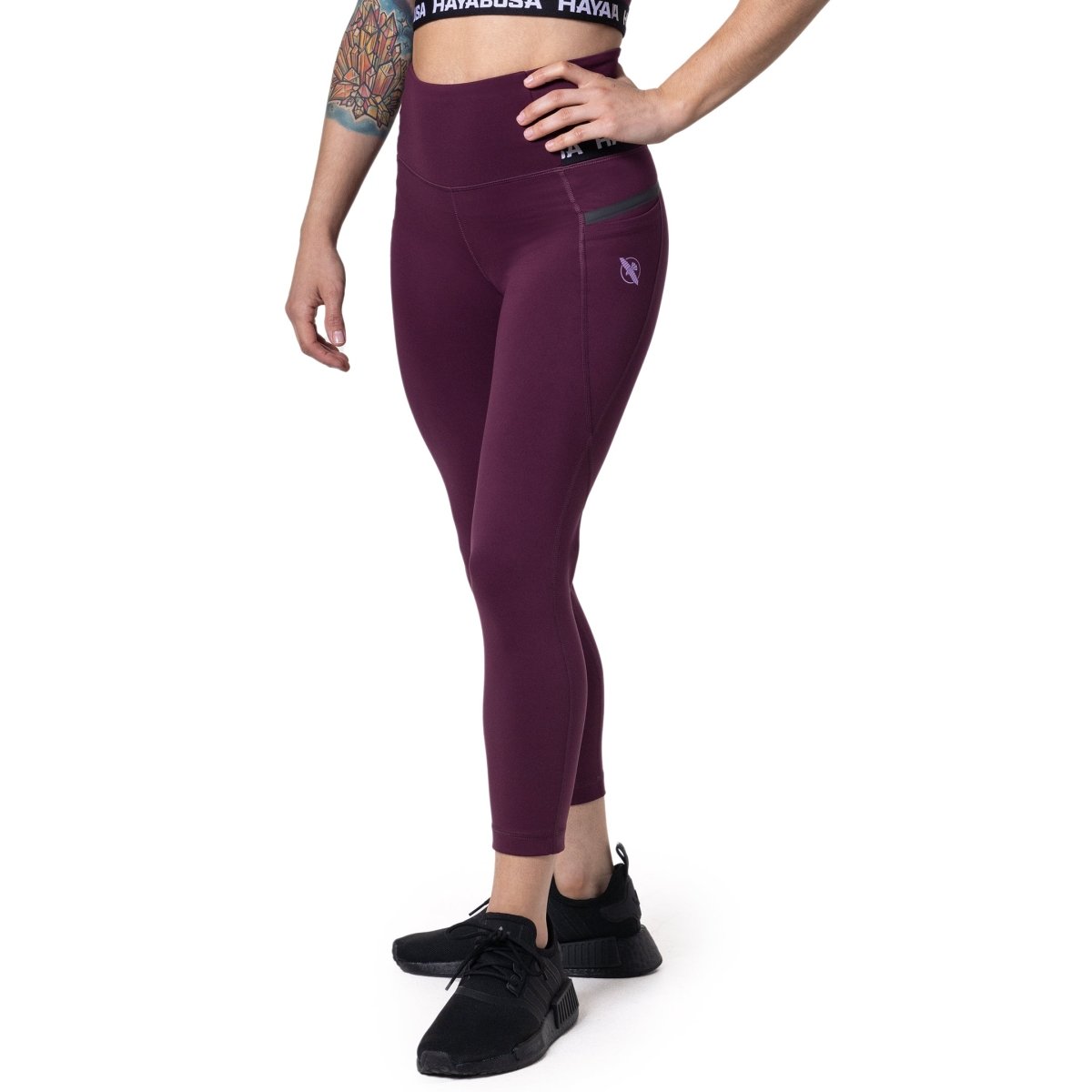 Vue de face du legging 3/4 femme Hayabusa High Rise couleur bordeaux