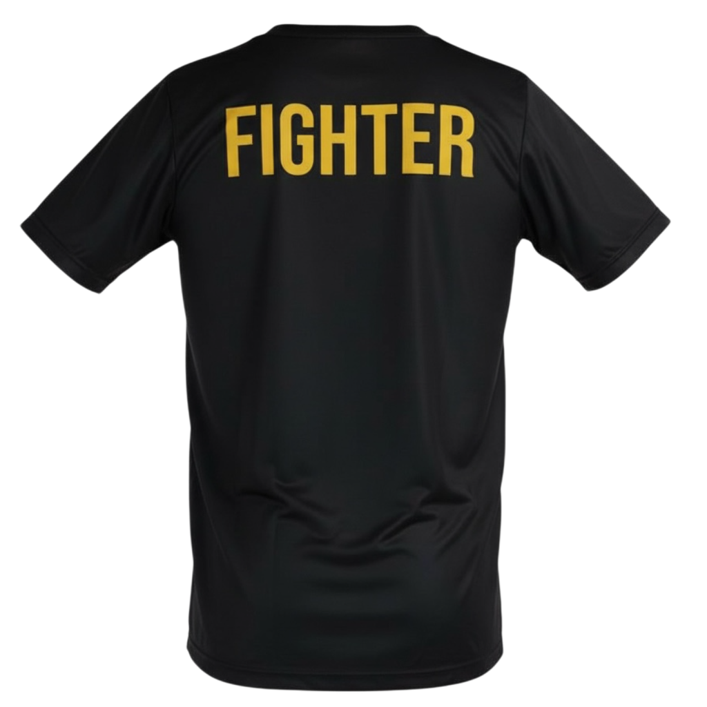Camiseta negra Bangkok Booster detalle estampado sublimado