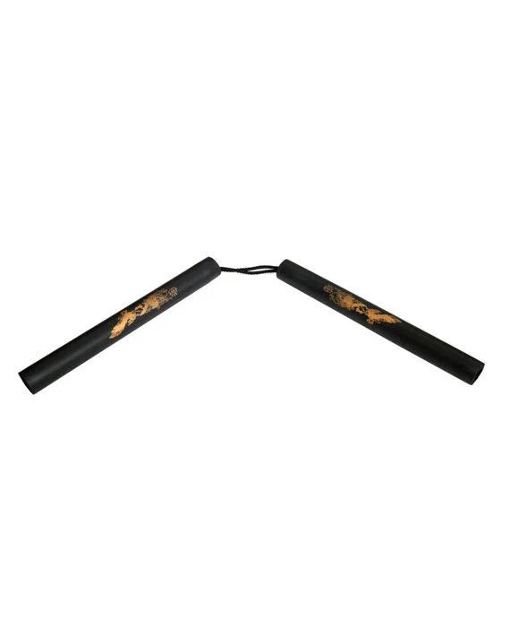 Nunchaku in Gomma Spugna Nero con Corda e Drago - Fight Club Store