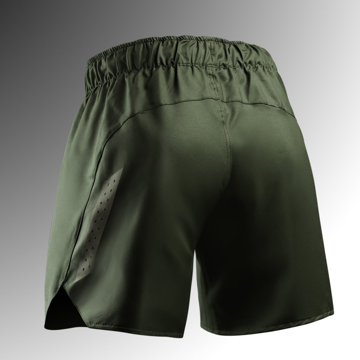 Rear view of the green Hayabusa Core Shorts, built to withstand intense workouts