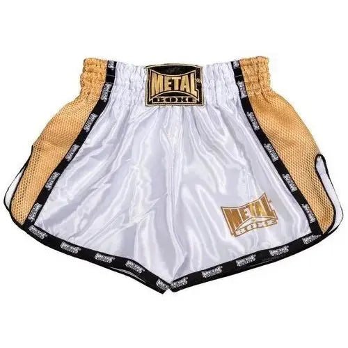 Framifrån Kickboxningsshorts för kvinnor Metallboxning Extrem vitguld