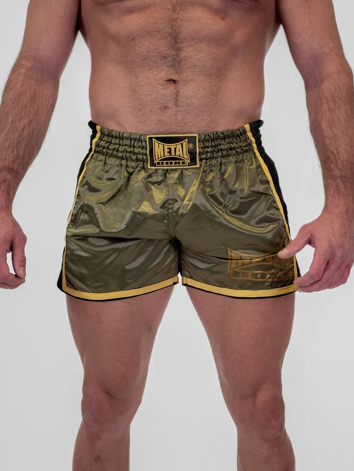 Framifrån Kickboxningsshorts för män Metal Boxe Extrem militärgrön camo