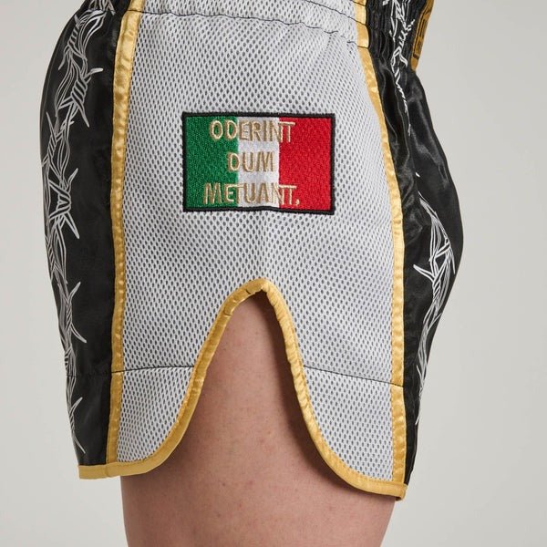 shorts-kick-thai-lion-x-iuter-barbed-wire-flag-detail
