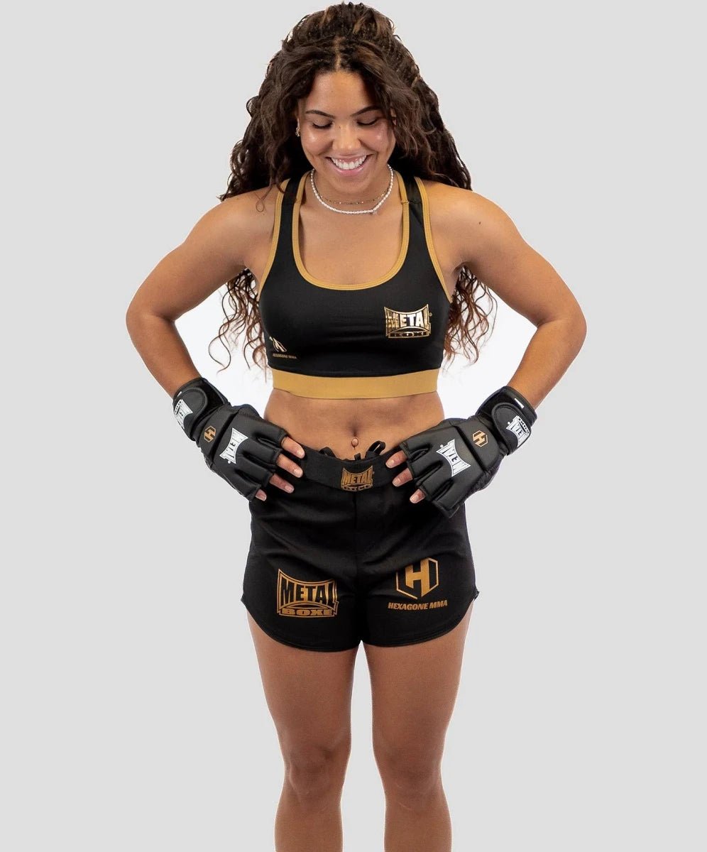 Szczegóły oddychającego materiału i wykończenia technicznego Damskie spodenki MMA Hexagon