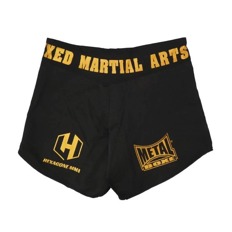 Vue principale de face Short MMA femme Metal Boxing Hexagon noir