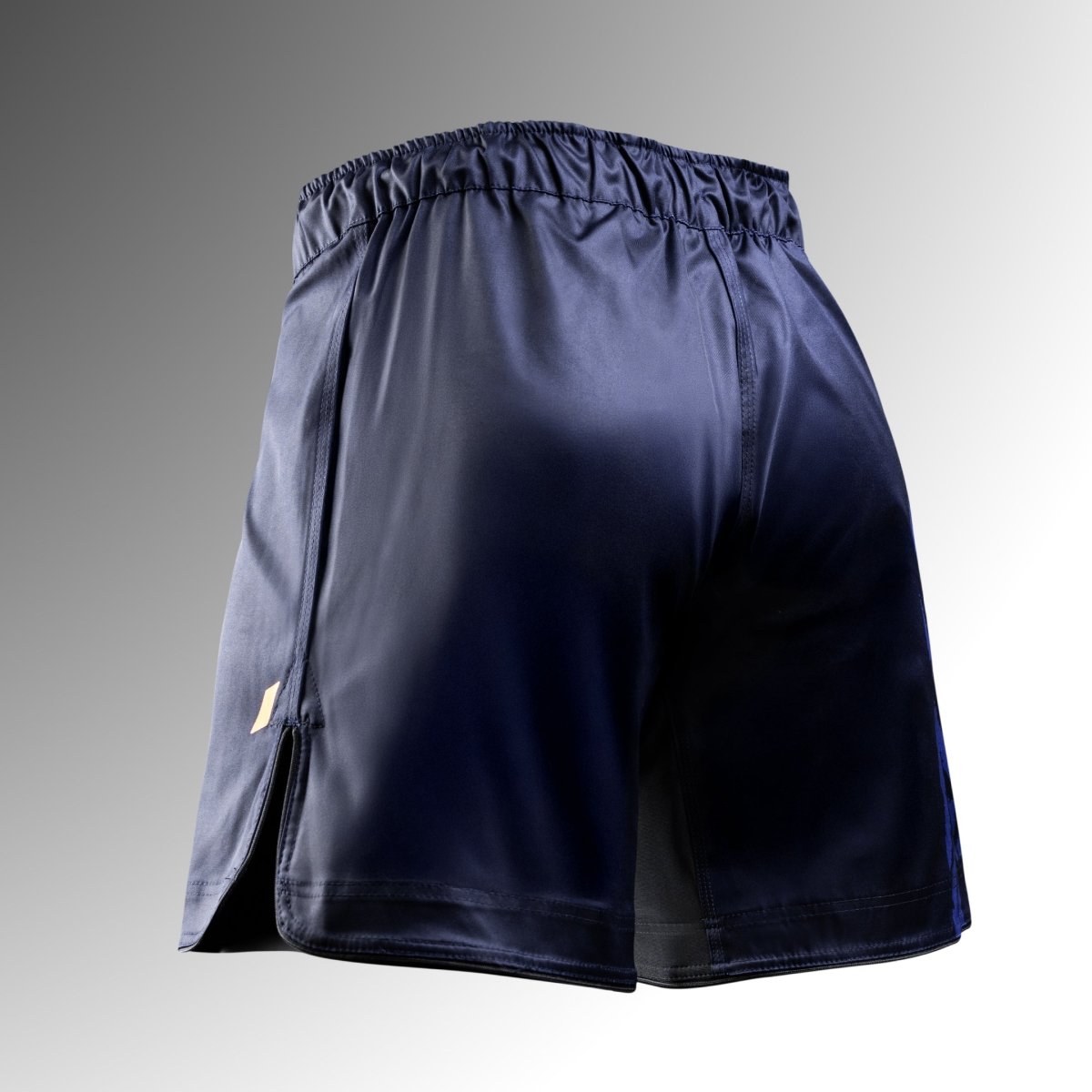 Vista trasera del pantalón corto azul Hayabusa Apex 3/4, paneles elásticos internos para máxima comodidad