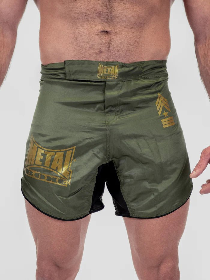 Widok główny z przodu Spodenki wojskowe MMA Metal Boxing w kolorze khaki w kolorze zielonym