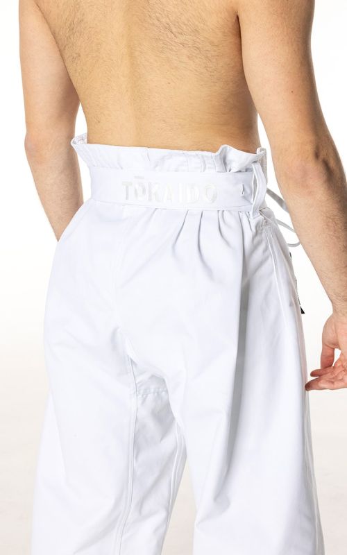 Pantalón de karate profesional retro Tokaido Kata Master Duo blanco homologado WKF