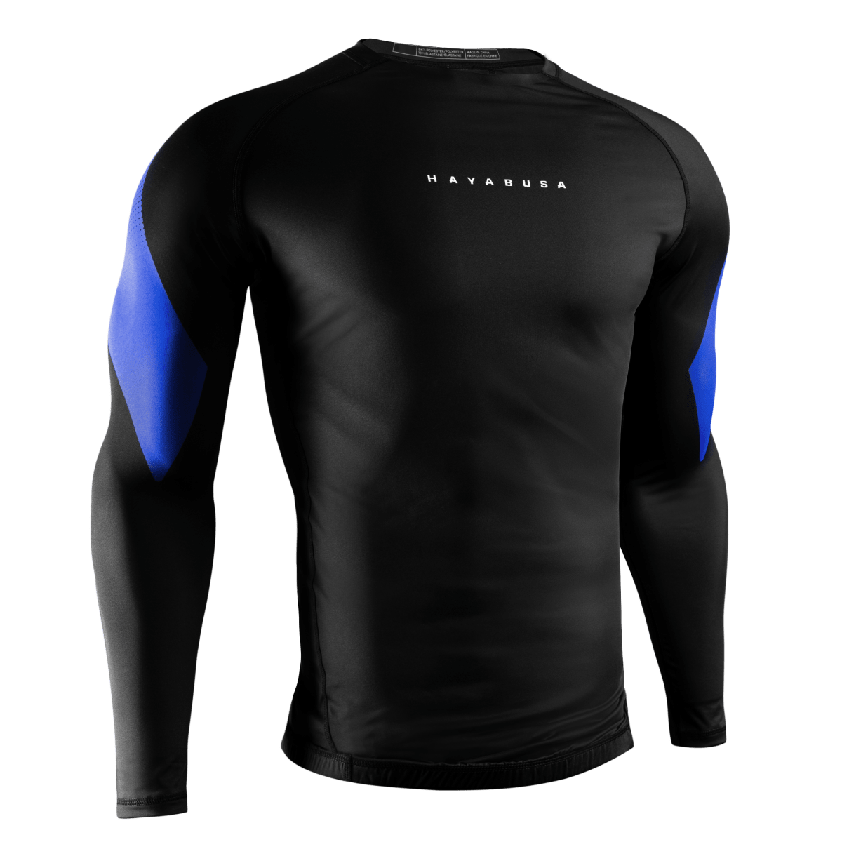 Vista frontal de la lycra azul Hayabusa Pro Clasificado, ajuste de compresión para cinturones azules
