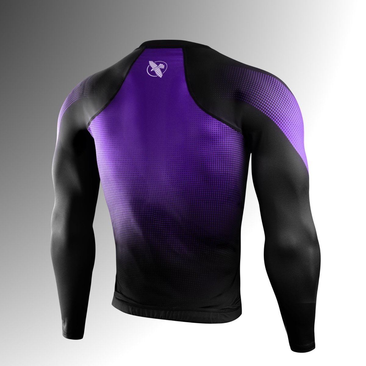 Vista trasera de la lycra morada Hayabusa Pro Rank, tejido ultraduradero de 200 GSM