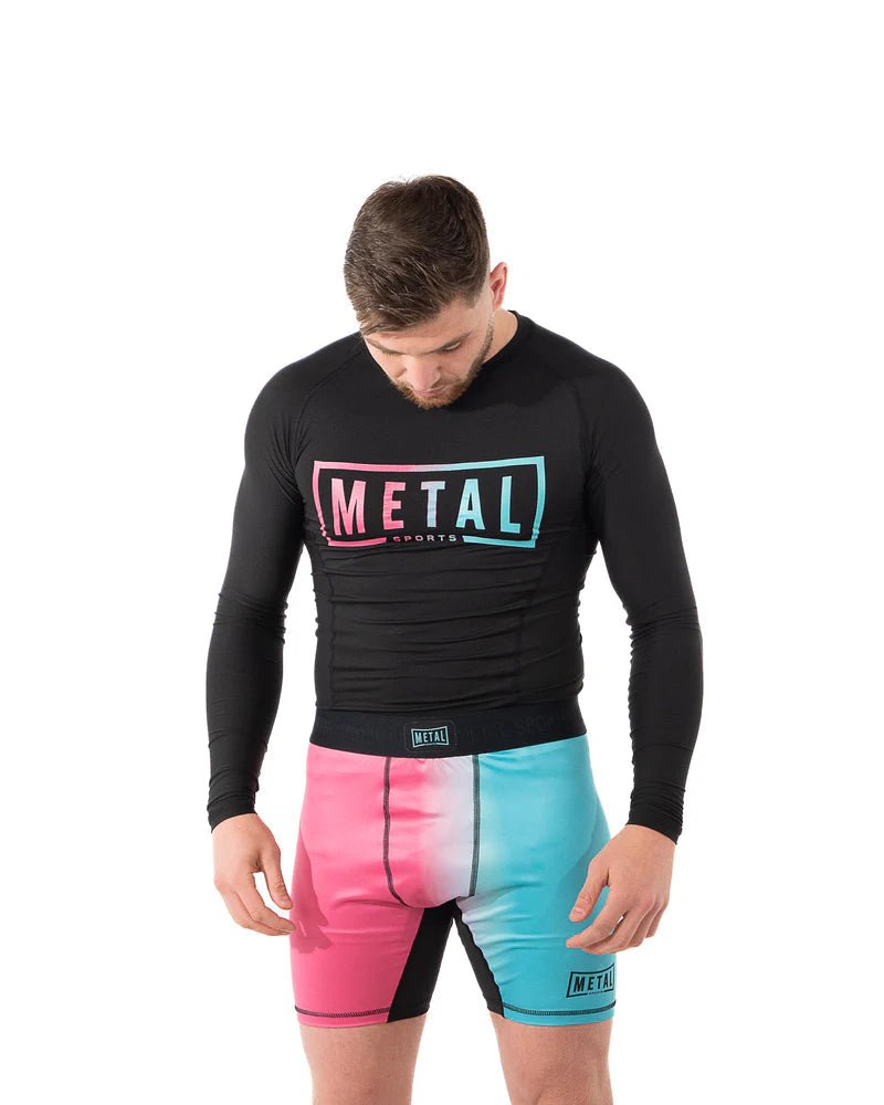 Rashguard principal vue de face manches longues Metal Boxing Miami Vibe couleurs vives