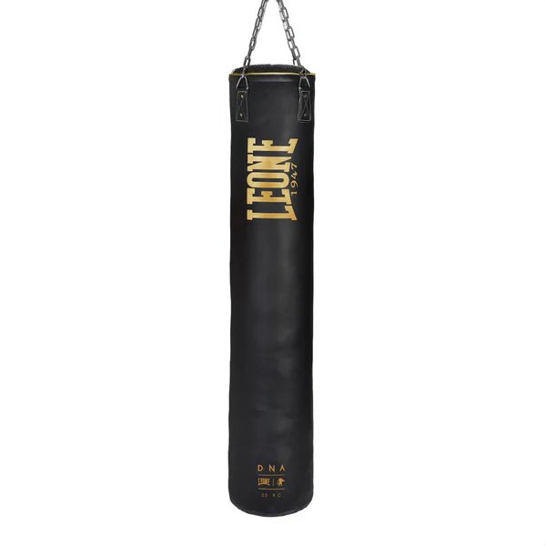 Saco de boxe e boxe Leone DNA preto de 55 kg com correntes incluídas