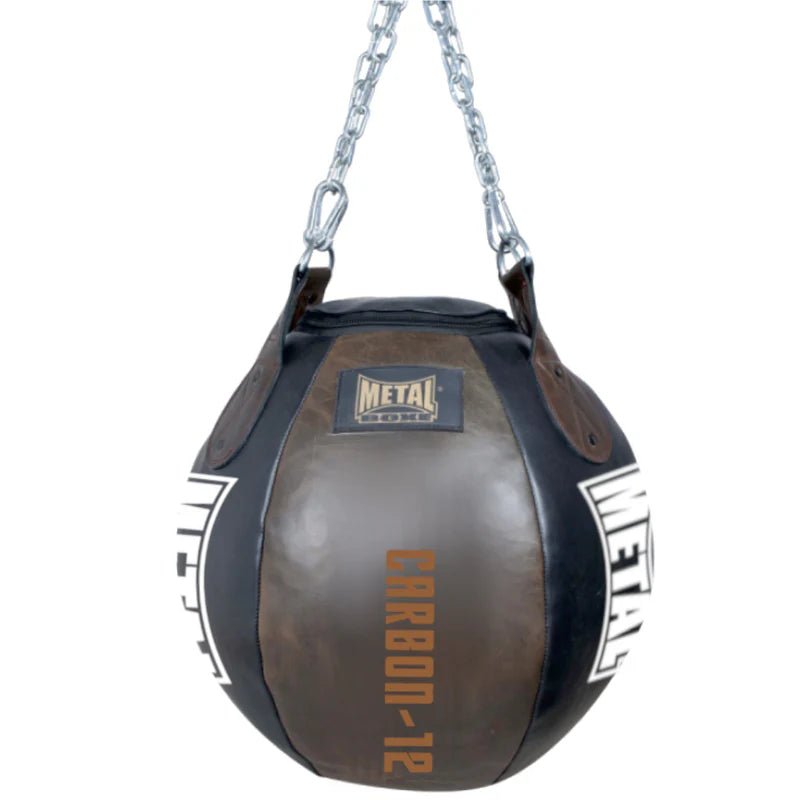 Vue latérale du sac à balle de boxe en métal massif 60 cm 40 kg, idéal pour l'entraînement des uppercuts