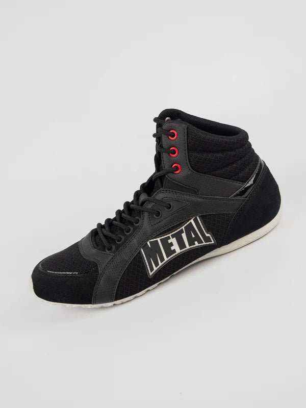 Vista lateral del zapato individual Metal Boxe Viper III negro, detalle de la innovadora suela