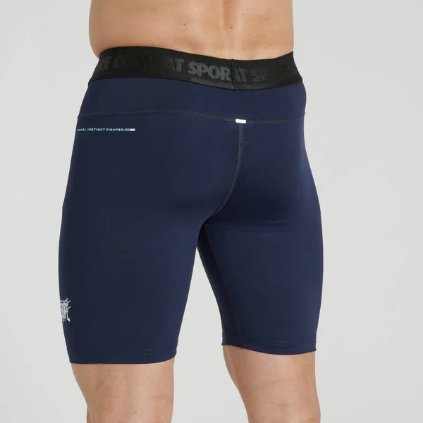 Rear view of the Leone Primal Instinct blue compression shorts