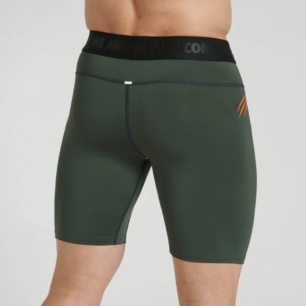 Rear view of the Leone Primal Instinct green compression shorts