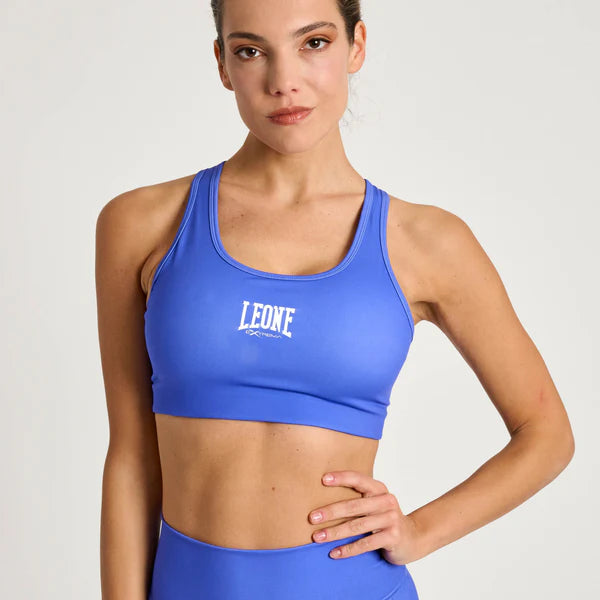 Vista frontal de camiseta deportiva Leone Logo azul marino para entrenamiento funcional