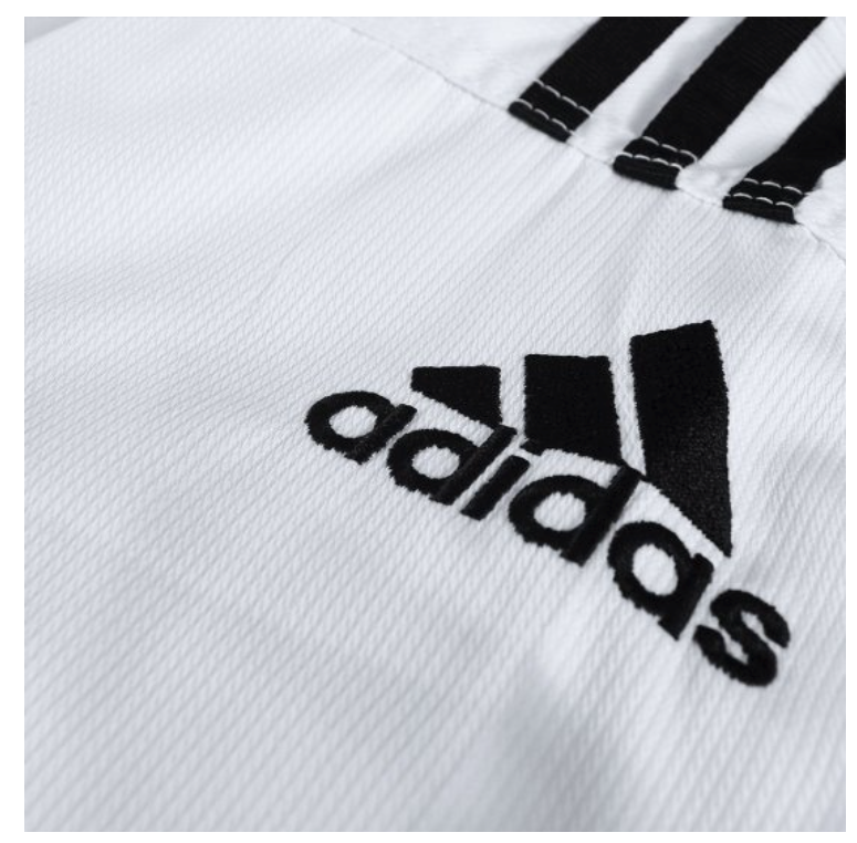 White Neck Taekwondo Dobok with Adidas Adi-Club Stripes