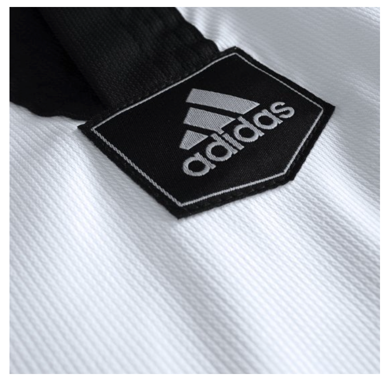 White Neck Taekwondo Dobok with Adidas Adi-Club Stripes