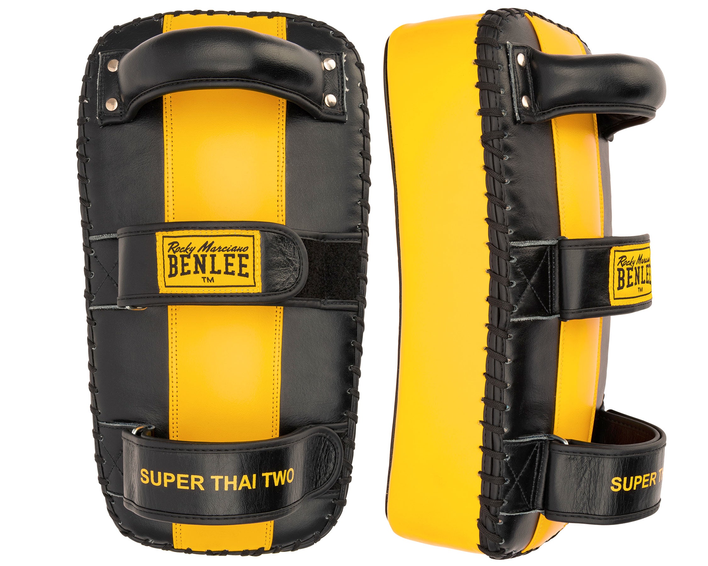 Rear view of the attachment system with reinforced handle and double velcro straps on the hitter