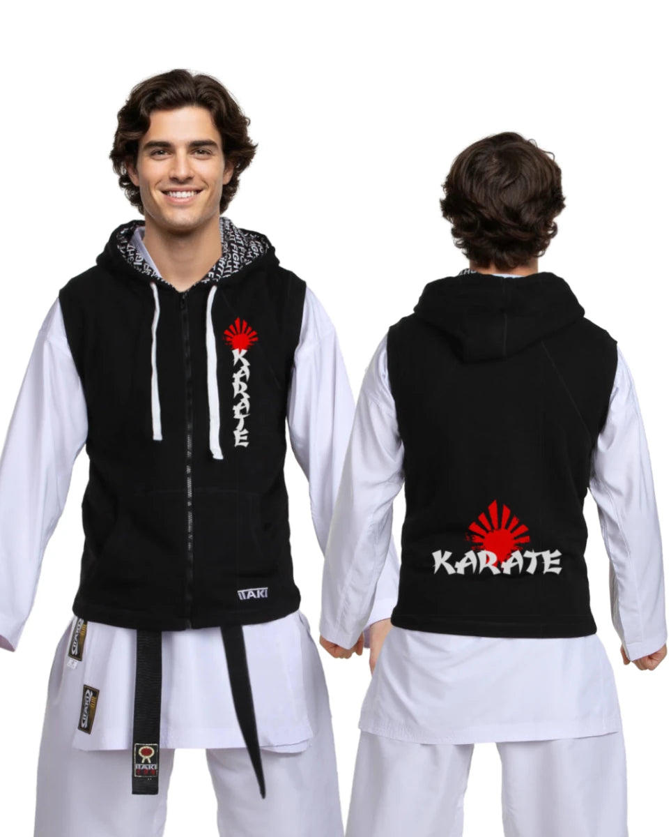 Sudadera deportiva Itaki negra sin mangas con gráficos del Sol, ropa de artes marciales