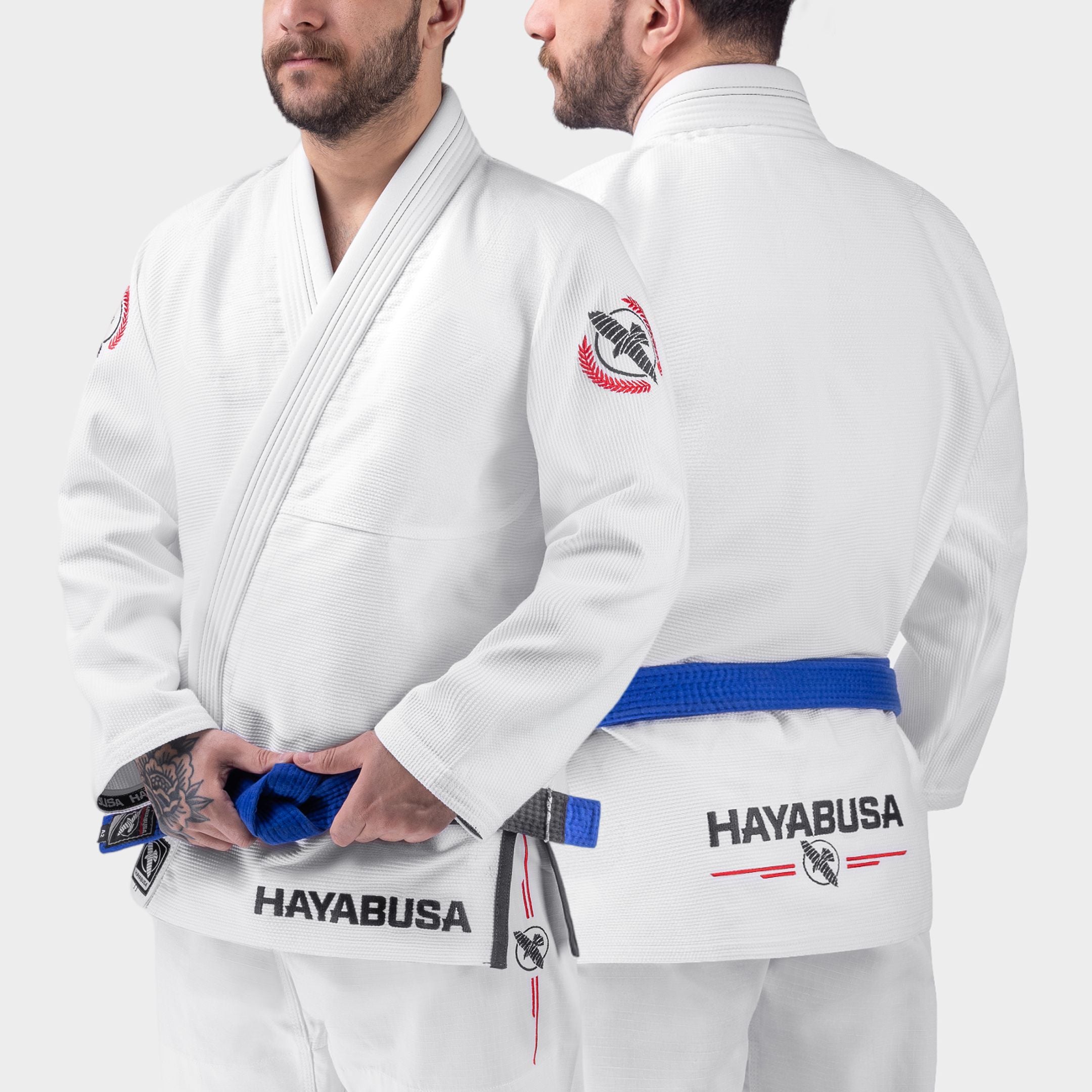 Giacca da BJJ Hayabusa Gi Jacket Bianco Vista Frontale e retro - Fight Club Store