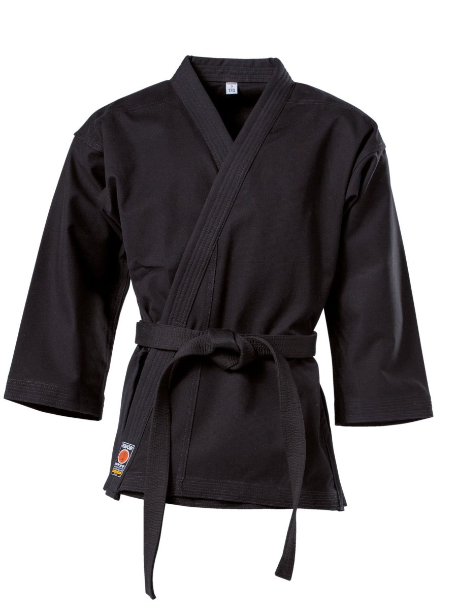 Tradiční 8 oz černá bavlněná karate bunda zepředu