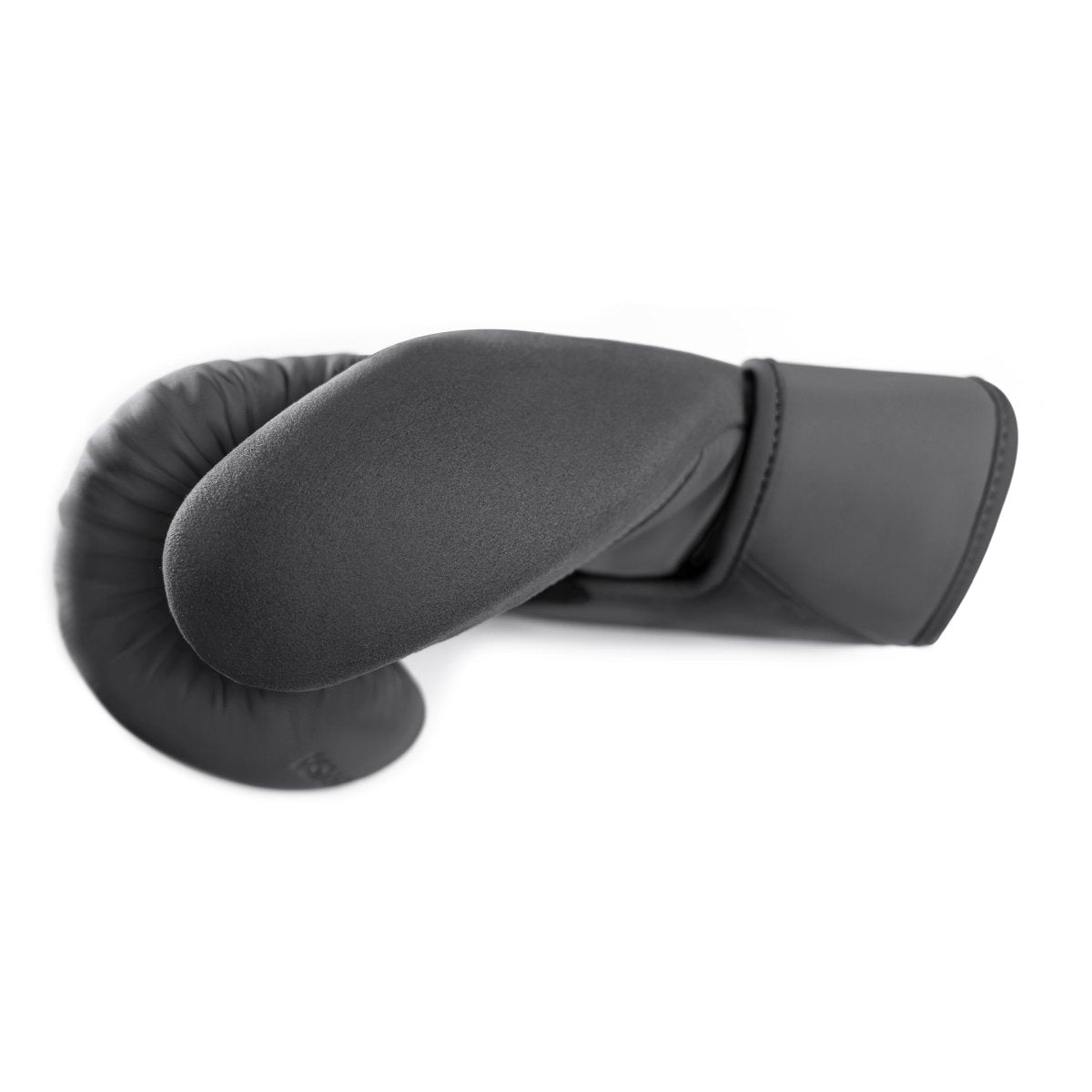 Detail of the Dual-X closure system on the gray Hayabusa T360 boxing gloves