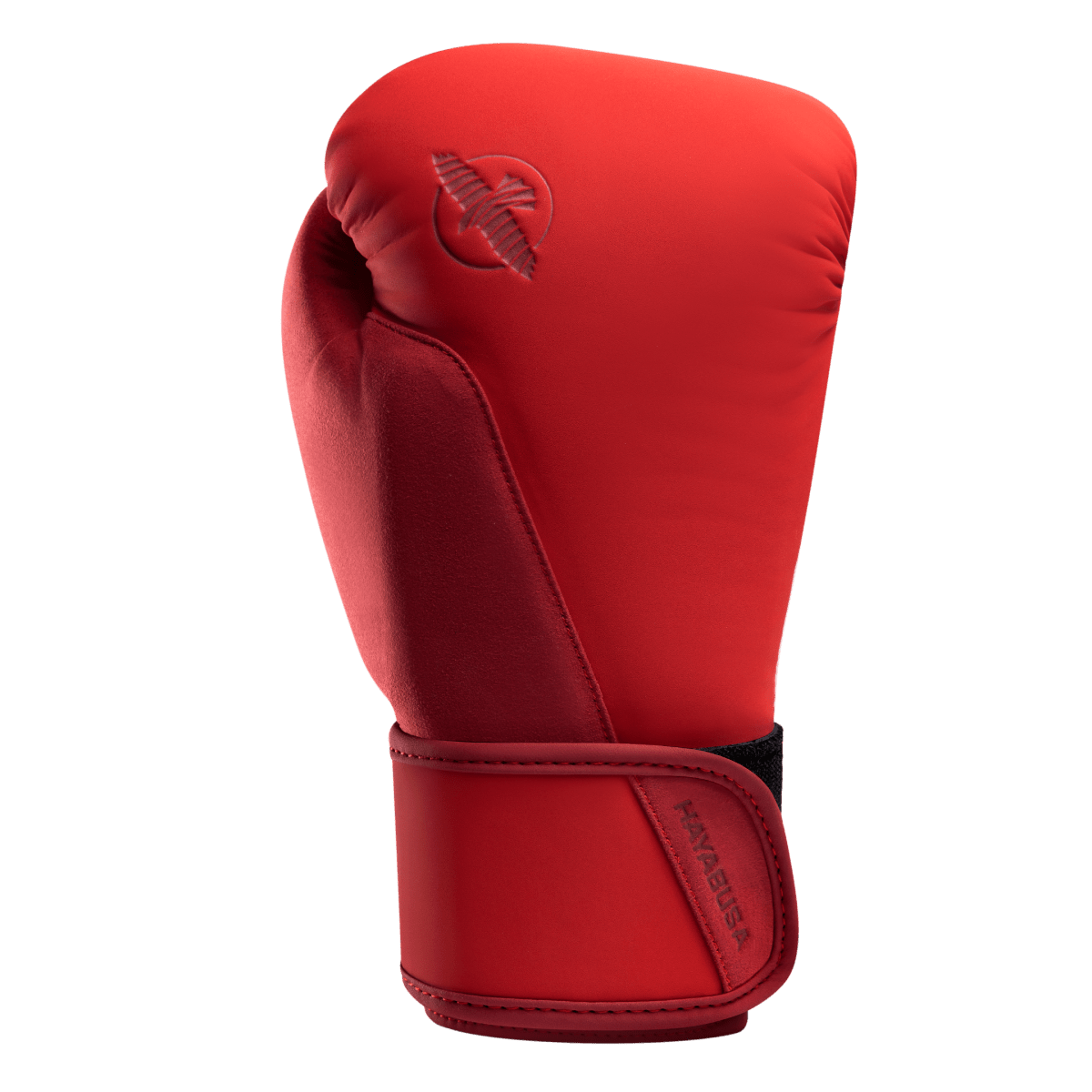 Detail of the premium padding and stitching of the red Hayabusa T360 gloves