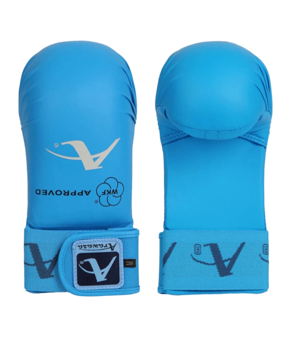Par de guantes azules Karate Arawaza WKF Kumite homologados WKF para competiciones