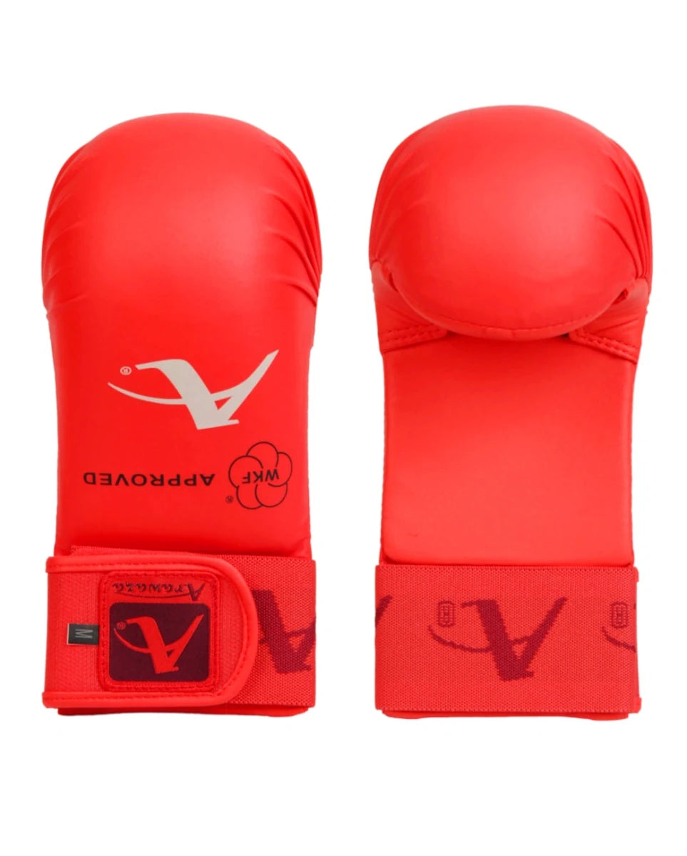 Par de guantes rojos de Karate Arawaza WKF Kumite homologados por la WKF para competiciones